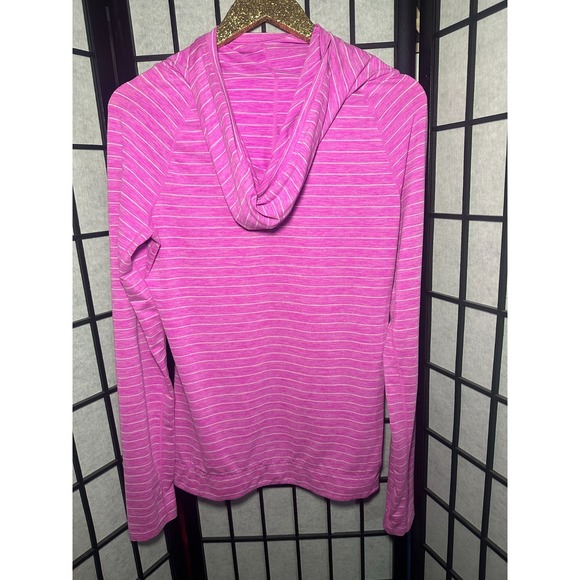 GapFit Pink Striped Hooded Top Size Medium - Picture 3 of 6